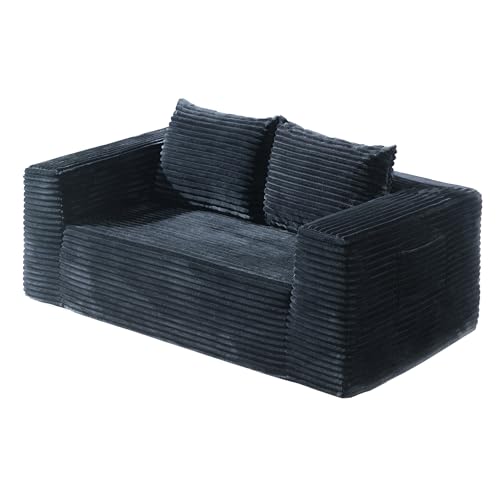 Loveseat Sofa, 71" Boneless Couch with 2 Lumbar Pillows, No Assembly | 2-Seater Foam Sofa for Living Room, Bedroom, Office, Dorm, Comfy Plush Corduroy