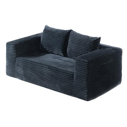 Loveseat Sofa, 71" Boneless Couch with 2 Lumbar Pillows, No Assembly | 2-Seater Foam Sofa for Living Room, Bedroom, Office, Dorm, Comfy Plush Corduroy