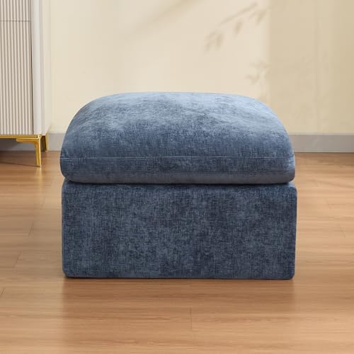 WUTUTUEE 33.5'' Cloud Ottoman for Modular Sofa, Comfy Chenille Upholstered Footrest with Memory Foam, Fully Compressed Packaging, Oversized Ottoman Bench for Living Room or Small Space, Blue - color: Blue, size: 33.5"/Ottoman