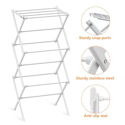 3-Tier Clothes Drying Rack Drying Rack Clothing Pure White-1pack | for Laundry - 40" x 28.8" x 14.2", Space Saving Foldable Household Indoor&Outdoor - color: Pure White