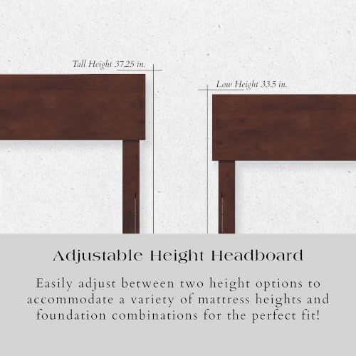 AFI, Orlando Full Adjustable Modern Solid Wood Panel Headboard, Walnut - color: Walnut, size: Full