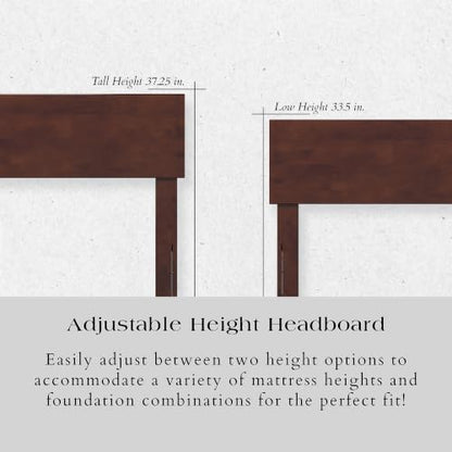 AFI, Orlando Full Adjustable Modern Solid Wood Panel Headboard, Walnut - color: Walnut, size: Full