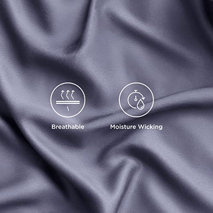 Bedsure PureWoven 100% Rayon Derived from Bamboo, Twin Bed Sheets, 3 Pieces | Cooling Sheets for Hot Sleepers, Breathable & Silky Soft, 16" Deep Pocket, Hotel Luxury Bedding, Dark Grey - color: 01 - Dark Grey, size: Twin