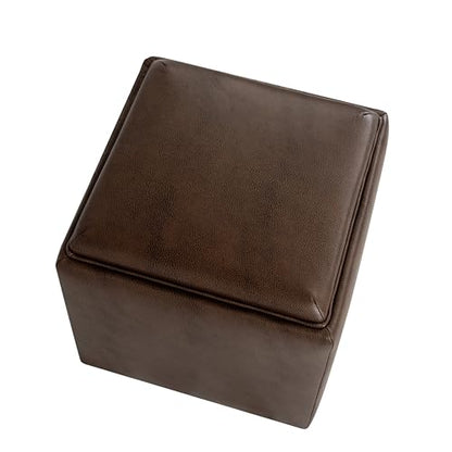 HomePop 17.5" Storage Ottoman with Tray Top - Brown Faux Leather - color: Brown Faux Leather
