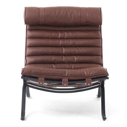 Imitation Leather Upholstered Armless Chair Modern Design Luxury Lounge Chair (Dark Brown) - color: Dark Brown