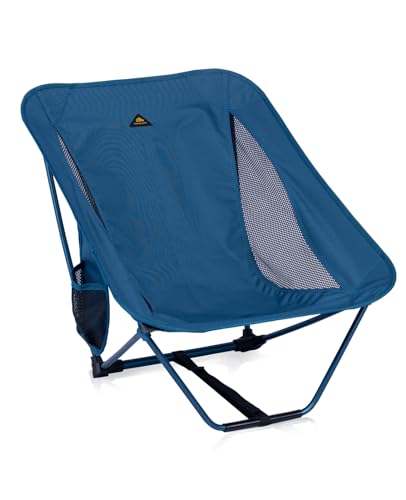 Low Ultralight Compact Folding Chair (Blue) | with Side Pocket and Carry Bag, for Camping Backpacking Hiking - color: Blue