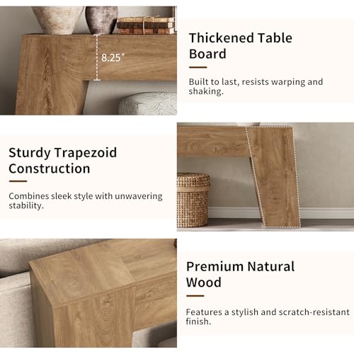 78-Inch Extra Long Sofa Console Table, Natural Oak Brown | Large Farmhouse Wood Behind Couch Table, Modern Accent Entrance Table for Entryway Foyer Living Room Hallway Home - color: Natural Oak
