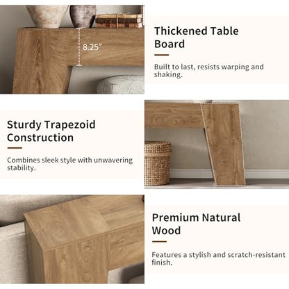 78-Inch Extra Long Sofa Console Table, Natural Oak Brown | Large Farmhouse Wood Behind Couch Table, Modern Accent Entrance Table for Entryway Foyer Living Room Hallway Home - color: Natural Oak