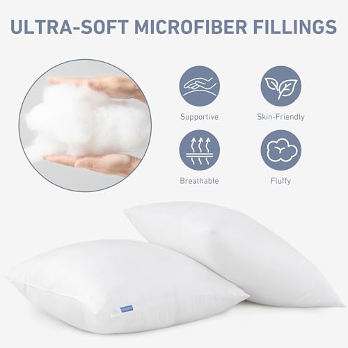 Leeden 16x16 Pillow Inserts Pack of 2, 16 Inch Decorative Throw Pillow Inserts, Soft Fluffy Square Throw Pillows for Couch, Sofa, Bed, and Home Decor White Cushion - size: 16x16 Inch