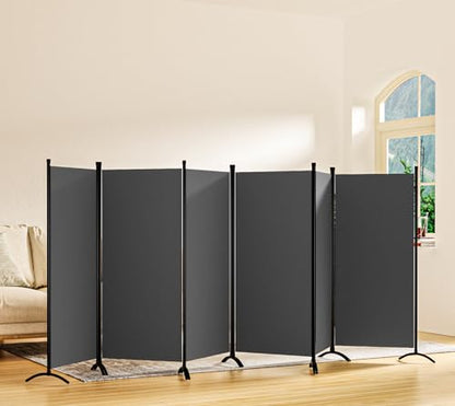 Room Divider-Folding Privacy Screens, 6 ft Partition Room Dividers Wall for Separation, Home, Office, Classroom, Studio (Grey, 6 Panel) - color: Grey, size: 6 Panel