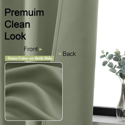 Sally Sage Green Blackout Curtains 90 Inches Long 2 Panels Set for Bedroom Living Room, Solid Thermal Insulated Privacy Room Darkening Window Treatment Drapes, 2 Pcs Each W50 x L90 Inch, Sage - color: Sage Green, size: 50"W x 90"L (Pack of 2)