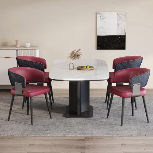 Dining Chairs Set of 4, Modern Faux Leather Kitchen Chairs | Faux Leather Upholstery, Curved Back, Metal Legs, Easy Clean, Dining Room, Kitchen, Breakfast Nook, Restaurant, Cafe, Magenta - color: Magenta, size: Set of 4