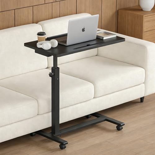 Eocnrhe Adjustable Overbed Bedside Table, Hospital Bed Table with Wheels, Portable Rolling Desk, Mobile Small Standing Desk, Rolling Laptop Stand, Computer Cart - size: 23.62inch