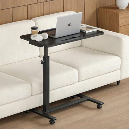 Eocnrhe Adjustable Overbed Bedside Table, Hospital Bed Table with Wheels, Portable Rolling Desk, Mobile Small Standing Desk, Rolling Laptop Stand, Computer Cart - size: 23.62inch