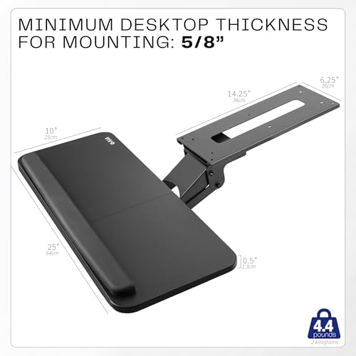 VIVO Adjustable Computer Keyboard & Mouse Platform Tray Ergonomic Under Table Desk Mount Drawer Underdesk Shelf (MOUNT-KB03B) | Adjustable Computer Keyboard and Mouse Platform, Ergonomic Under Table Desk Mount Drawer, Full Swivel - color: Black