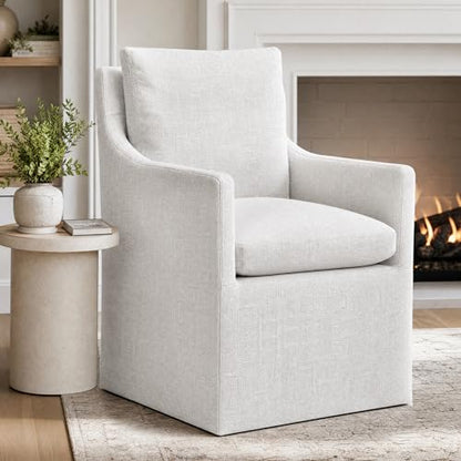 DUHOME Upholstered Dining Chair,Linen Accent Chair for Living Room,Single Sofa with 4 Casters,Upholstered Armchair for Bedroom Reading Waiting Kitchen Dining Room - size: 1 pc