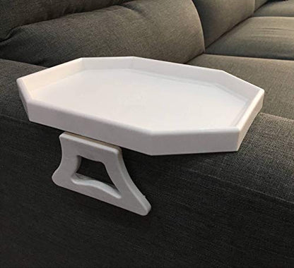 Xchouxer Sofa Arm Clip Table, Armrest Tray Table, Drinks/Remote Control/Snacks Holder (White , 2.5D x 9W x 4.5H in - color: White