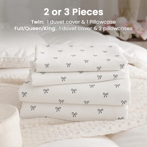 Duvet Cover Queen Size Black Bow Duvet Cover Set | Black Bow Duvet Cover Set, Washable Lightweight Microfiber, Zipper Closure, Includes 2 Pillowcases - color: Black Bow, size: Queen(No Comforter)