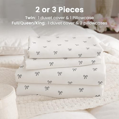 Duvet Cover Queen Size Black Bow Duvet Cover Set | Black Bow Duvet Cover Set, Washable Lightweight Microfiber, Zipper Closure, Includes 2 Pillowcases - color: Black Bow, size: Queen(No Comforter)