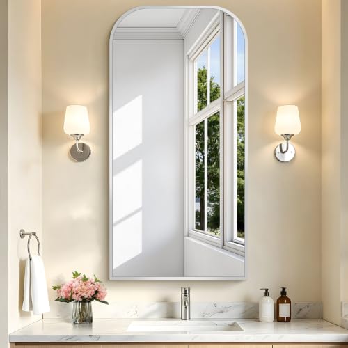 COFENY Bathroom Mirror, 24x48 inch Silver Rectangle Wall Mounted Mirror with Thin Frame, Bathroom Vanity Mirrors for Over Sink, Entryway, Living Room, Bedroom - color: Silver, size: 48"L x 24"W