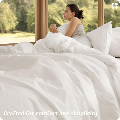 Bedsure PureWoven 100% Cotton Slub Weave Duvet Cover Set, Twin Size, 2-PC | Luxury Linen-Like Textured Bedding Set, Double-Stitched, Easy to Change with Zipper Closure, Slub Coconut White, 68" x 90" - color: 30 - Slub Coconut White (No Comforter), size: T