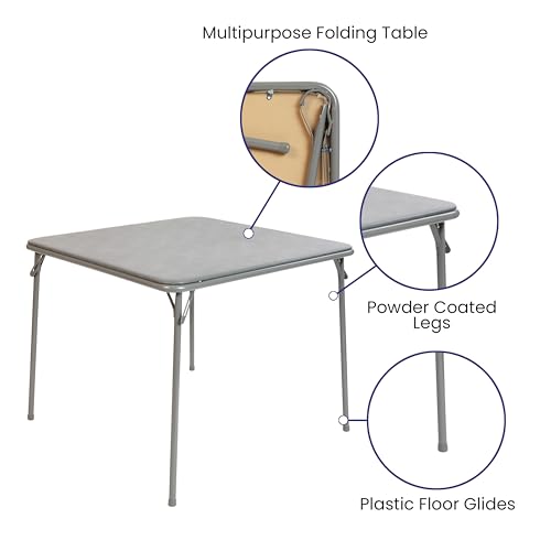EMMA + OLIVER Gray 33.5" Square Folding Table | Lightweight, Easy Storage, Event Table - color: Grey