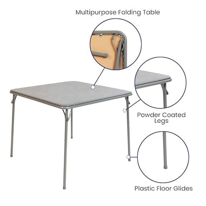 EMMA + OLIVER Gray 33.5" Square Folding Table | Lightweight, Easy Storage, Event Table - color: Grey