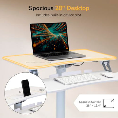 Mount-It! Mobile Computer Cart, Height-Adjustable Rolling Workstation with 28" Desktop, Keyboard Tray, Storage Shelves & Locking Wheels, Mobile Computer Stand for Office, Classroom, or Home