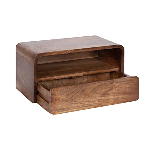 Kate and Laurel Kato Modern Wood Floating Side Table with Drawer, 18 x 10 x 9, Walnut Brown, Contemporary Wooden Floating Nightstand for Bedroom Bedside Table - color: Walnut Brown