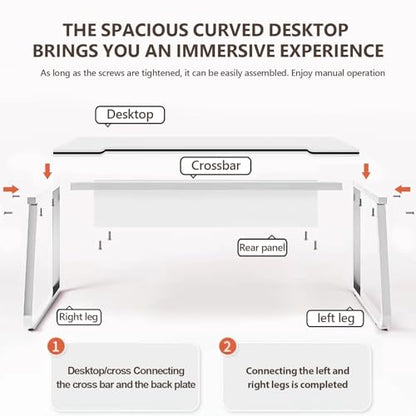 Gaming Desk Computer Writing Table Student Art Modren Simple Style PC Wood Suitable for Home, Office - color: White, size: 55*23.6