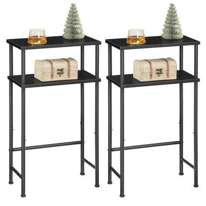 HOOBRO Narrow Console Table for Small Space, Set of 2, 15.7" Entryway Table with Storage, 2 Tier Sofa Table with 2 Shelves, Skinny Console Tables for Entryway, Hallway, Foyer, Black BB40XGP201 - color: Black