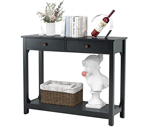TaoHFE Black Console Table, 39.4"x11.8"x31.5"(L*W*H) - color: Black