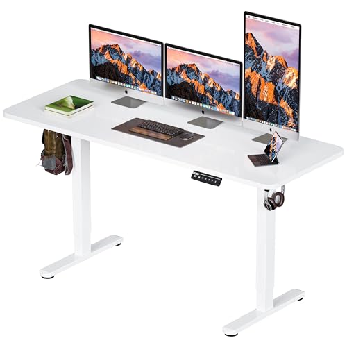BIZUM Electric Standing Desk 63 x 24 Inch Computer Desk-Gaming Desk White Home Office Desks Height Adjustable Memory Stand Up Computer Workstation - color: White, size: 63*23.6 Inch