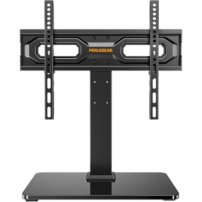 Perlegear Tabletop TV Stand, Universal TV Stand for 23–60 Inch LCD/LED/OLED TVs, Height-Adjustable TV Mount Stand with Tempered Glass Base & Cable Management, VESA 400x400mm, PGTVS02 ﻿ - size: 23-60 Inch