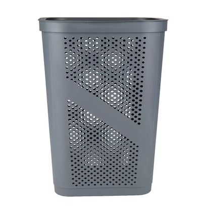 Mind Reader 60L Slim Laundry Hamper, Clothes Basket, Lid, Ventilated, Plastic, Set of 2, Gray - color: Gray, size: 2-Pack