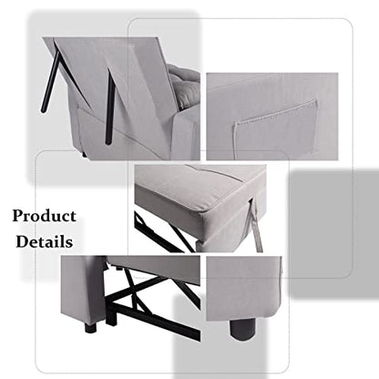Sofa Bed Chair 3-in-1 Convertible Chair Bed, Lounger Sleeper Chair, Single Recliner for Small Space with Adjustable Backrest (Light Grey) - color: Light Grey