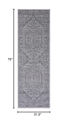 SAFAVIEH Adirondack Collection Runner Rug - 2'6" x 6', Light Grey & Dark Grey, Oriental Medallion Design, Non-Shedding & Easy to Clean, Ideal for Ideal for Hallway, Foyer, Kitchen, Bedroom (ADR108C) - color: Light Grey/Dark Grey, size: 2'6" x 6' (Runner)