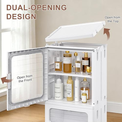 VECELO Narrow Bathroom Storage Cabinet with 2 Drawer, Foldable Storage Organizer with Movable Wheels and Adjustable Shelf for Small Space, Kitchen, Laundry, White - size: 2 Drawer