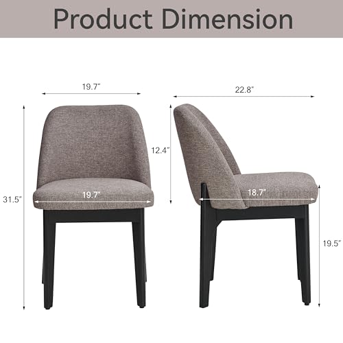 VKNOW Upholstered Wood Dining Chairs Set of 6 with Modern Fabric, Brown | Modern Dining Room Chairs with Wood Legs and Padded Seats, Kitchen Chairs for Restaurant, Living Room, No Wobble - color: Brown-black Leg, size: 6 PCS