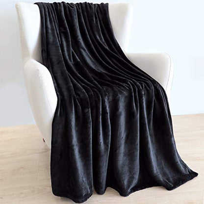 TASTHROW Large Flannel Fleece Throw Blanket, 50×70 Inch - Black | Cozy Lightweight Thick Blanket - All Seasons Suitable for Women, Men and Kids (Two Pack) - color: Black, size: Two Pack 50"x70"
