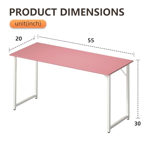 BestOffice Computer Desk,Home Office Desk, Modern Simple Style for Home Office Study Writing (Pink, 55 Inch) - color: Pink, size: 55 Inch