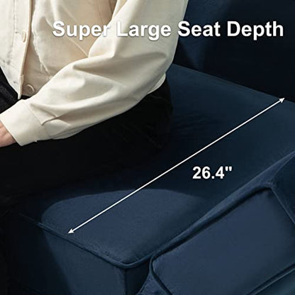 Belffin Modular Sectional Arm Accent Chair with Storage Seat Velvet Armchair Single Sofa Club Chair Blue - color: Blue, size: Armchair
