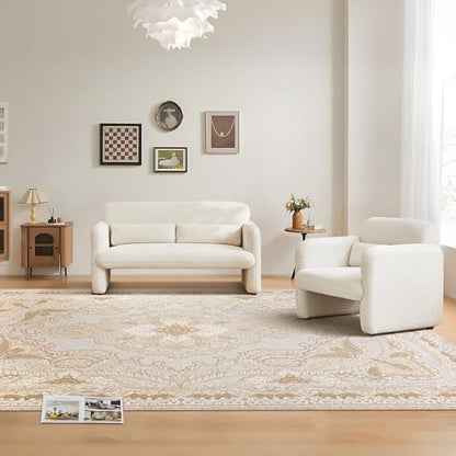 59" W Upgrade Lambswool Fabric Loveseat Sofa, Modern Love seat Couch, Upgrade Lambswool Fabric,Solid and Easy to Install, Upholstered 2-Seater Couch for Bedroom, Apartment, Living Room,Beige - color: Beige, size: 30.31"D x 59.08"W x 31.5"H