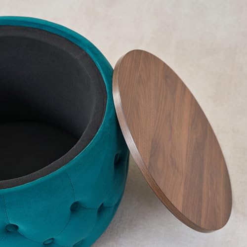 23" Velvet-Upholstered Accent Side Table, Modern Nesting Side Tables with Hidden Storage, Space-Saving Nesting Coffee Table Set with Wood Tray for Living Spaces, Blue - color: Blue