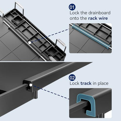 Stainless Steel Dish Drying Rack - Expandable Dish Racks for Kitchen Counter Organizer with Drain Board, Detachable Utensil & Cup Holder, Dish Drainer for Small Kitchen Counter, Black - color: Black