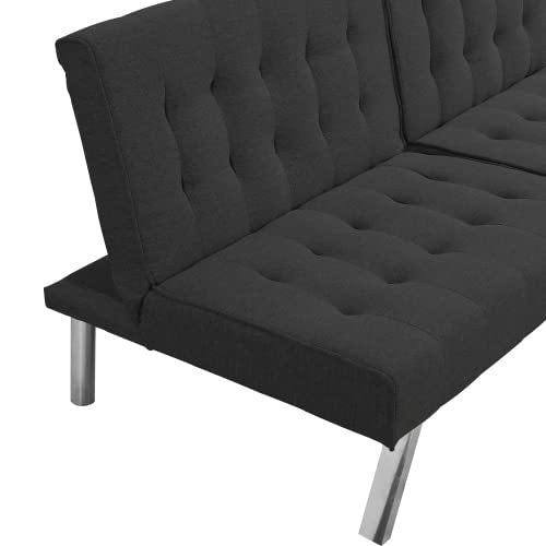 anwickjeff Futon Sofa Bed, Modern Convertible Armless Sleeper Couch Loveseat Sofa Sleeper Daybed for Studio, Apartment, Office, Small Space, Compact Living Room,68.1”x 32.9”x 32.3” (Black) - color: Black