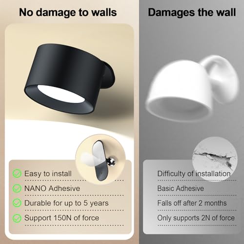 LED Wall Mounted Lights, Rechargeable Battery Operated Wall Sconces Lamp 3 Colors Temps & Remote and Touch, 360°Rotation Dimmable Wall Lights for Study Bedroom Reading Bedside (4-Pack) - style: 4-Pack