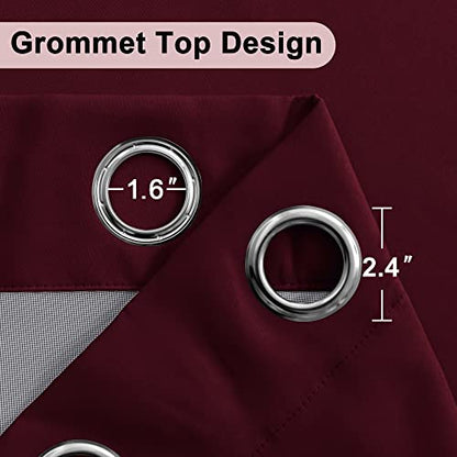 XWZO 100% Blackout Window Curtains- Thermal Insulated & Noise Reduction Black Liner Ring Top Window Treatment Sewn with Tiebacks for Bedroom/Living Room, Burgundy, W38 x L45, Set of 2 - color: Burgundy, size: 38"W x 45"L (Pack of 2)