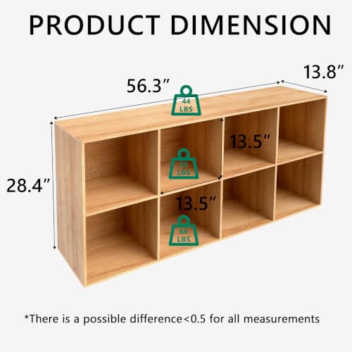 8 Cube Storage Organizer with Closed Back Panel, 13.5-inch Wooden Cubby Shelves Heavy Duty - Bookshelf for Living Room, Bedroom, Office, Closet Storage (Oak, 8-Cube) - color: Oak, size: 8 Cube-13in