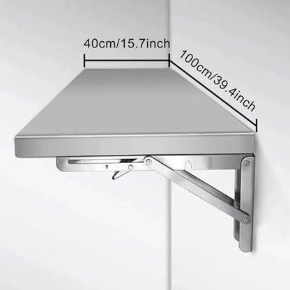Wall Mounted Folding Table,304 Stainless Steel Wall Folding Desk,Floating Table for wall,Laundry Room Folding Table,Home Bars and Dining Establishments(100x40cm /39.4"x15.7")